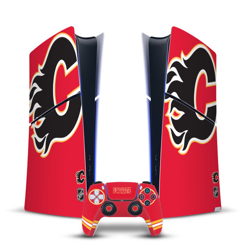 NHL Calgary Flames Oversized Vinyl Sticker Skin Decal Cover for Sony PS5 Slim Digital Edition Bundle