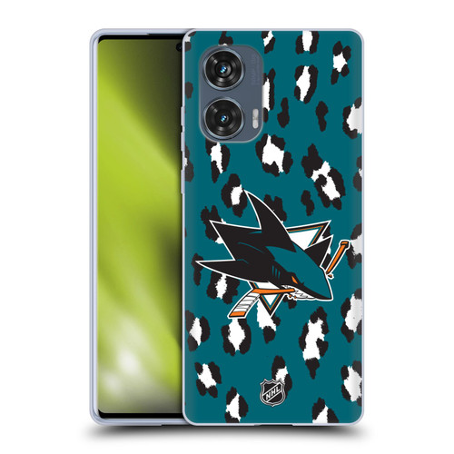 NHL San Jose Sharks Leopard Pattern Soft Gel Case for Motorola Edge 50 Fusion