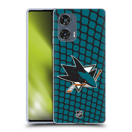 NHL San Jose Sharks Net Pattern Soft Gel Case for Motorola Edge 50 Fusion