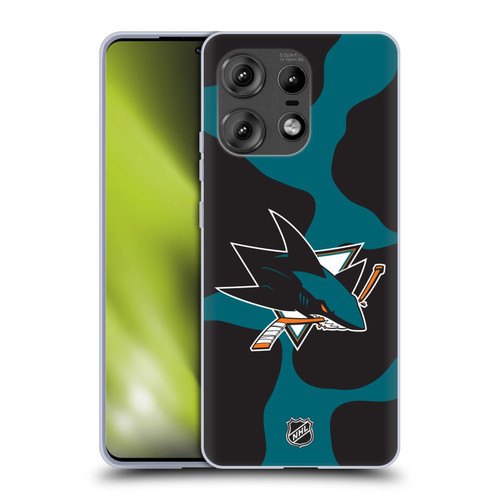NHL San Jose Sharks Cow Pattern Soft Gel Case for Motorola Edge 50 Pro
