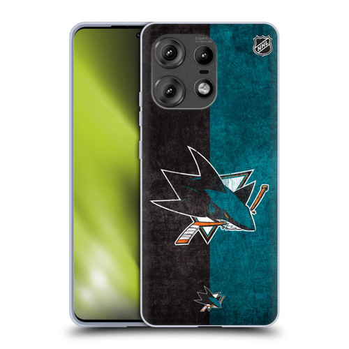 NHL San Jose Sharks Half Distressed Soft Gel Case for Motorola Edge 50 Pro