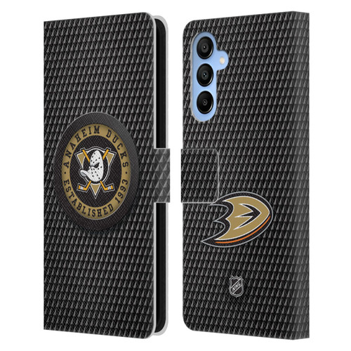 NHL Anaheim Ducks Puck Texture Leather Book Wallet Case Cover For Samsung Galaxy A16 5G