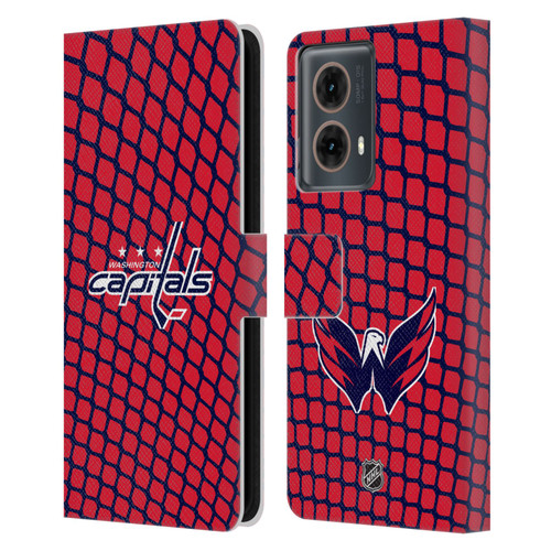 NHL Washington Capitals Net Pattern Leather Book Wallet Case Cover For Motorola Moto G85