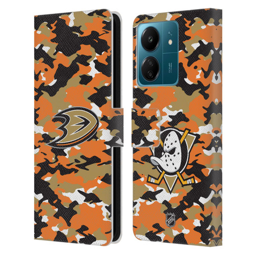 NHL Anaheim Ducks Camouflage Leather Book Wallet Case Cover For Xiaomi Redmi 13C 4G