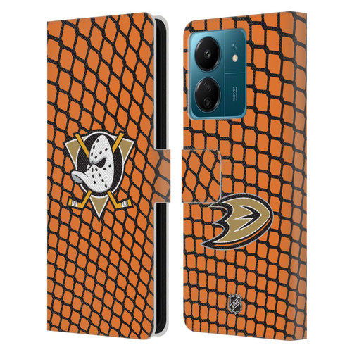 NHL Anaheim Ducks Net Pattern Leather Book Wallet Case Cover For Xiaomi Redmi 13C 4G