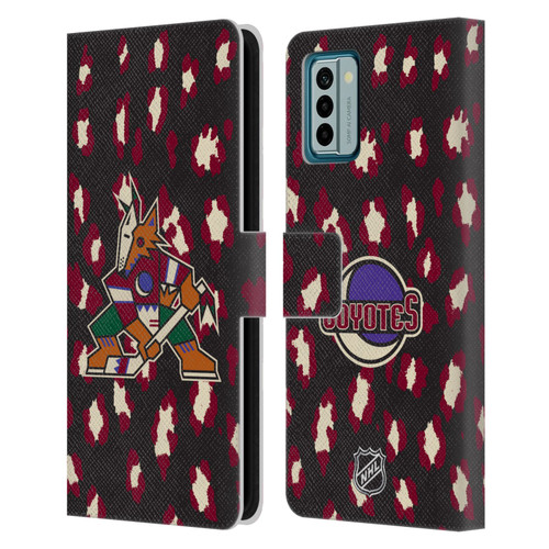 NHL Arizona Coyotes Leopard Patten Leather Book Wallet Case Cover For Nokia G42