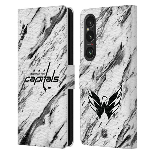 NHL Washington Capitals Marble Leather Book Wallet Case Cover For Sony Xperia 1 VI 5G