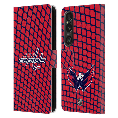 NHL Washington Capitals Net Pattern Leather Book Wallet Case Cover For Sony Xperia 1 VI 5G