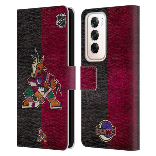 NHL Arizona Coyotes Half Distressed Leather Book Wallet Case Cover For OPPO Reno12 5G