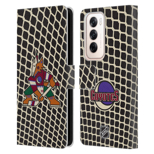 NHL Arizona Coyotes Net Pattern Leather Book Wallet Case Cover For OPPO Reno12 5G