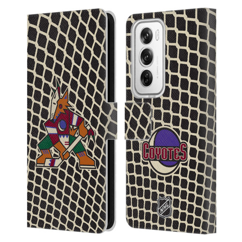 NHL Arizona Coyotes Net Pattern Leather Book Wallet Case Cover For OPPO Reno12 Pro 5G