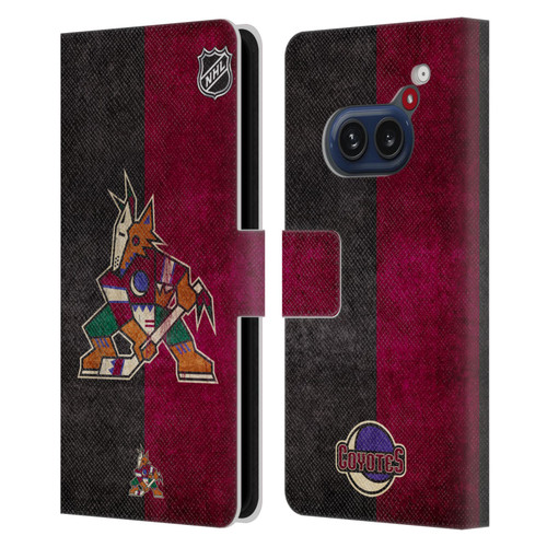 NHL Arizona Coyotes Half Distressed Leather Book Wallet Case Cover For Nothing Phone (2a)