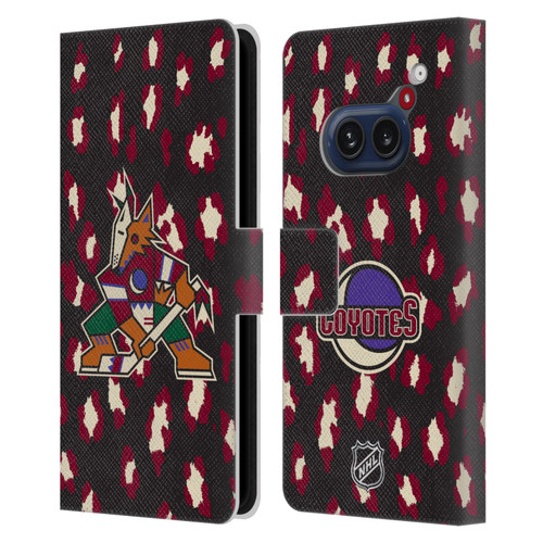 NHL Arizona Coyotes Leopard Patten Leather Book Wallet Case Cover For Nothing Phone (2a)