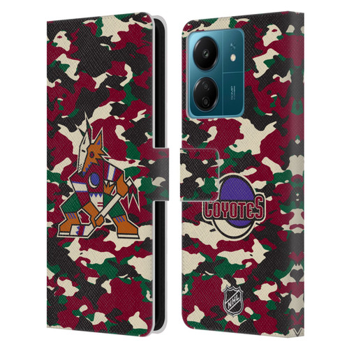 NHL Arizona Coyotes Camouflage Leather Book Wallet Case Cover For Xiaomi Redmi 13C 4G