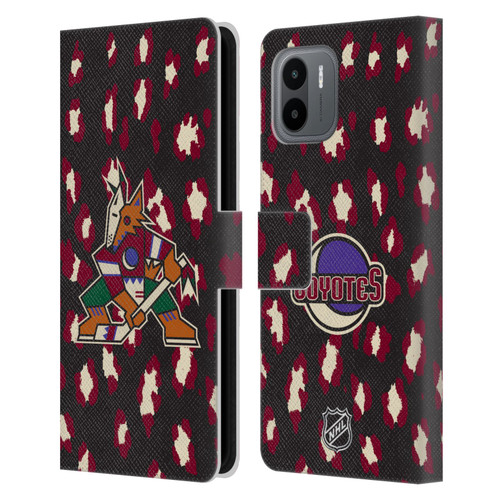 NHL Arizona Coyotes Leopard Patten Leather Book Wallet Case Cover For Xiaomi Redmi A2