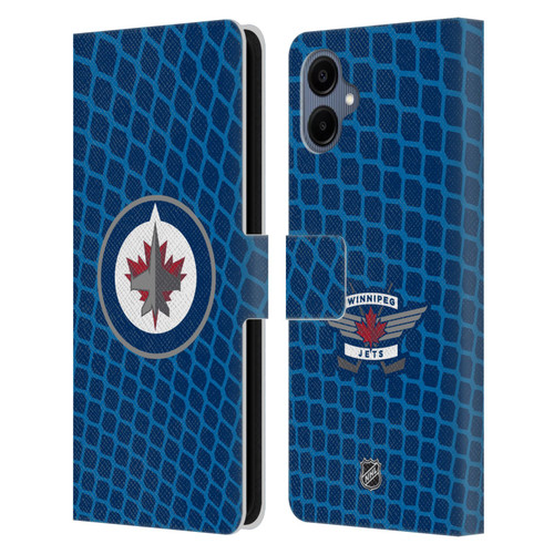 NHL Winnipeg Jets Net Pattern Leather Book Wallet Case Cover For Samsung Galaxy A06 4G