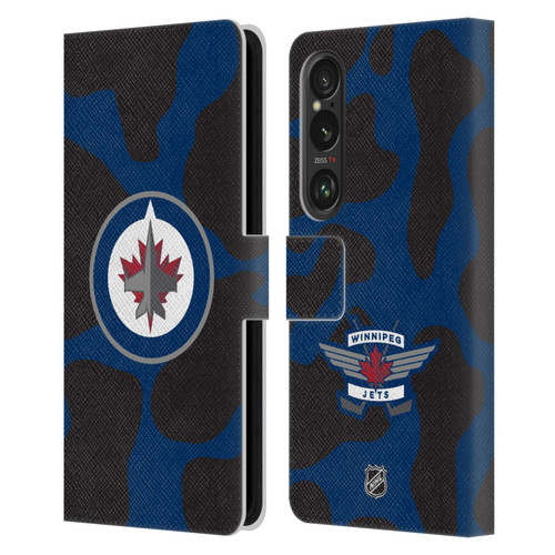 NHL Winnipeg Jets Cow Pattern Leather Book Wallet Case Cover For Sony Xperia 1 VI 5G