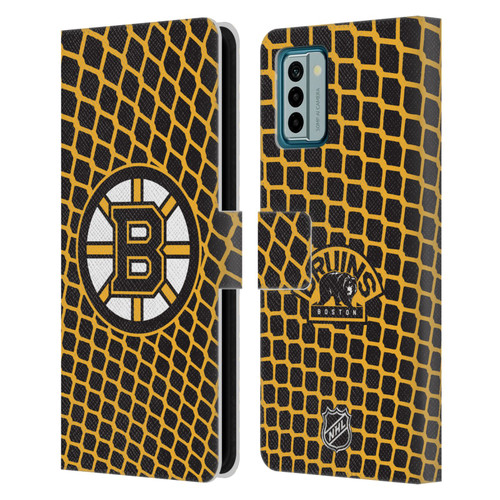 NHL Boston Bruins Net Pattern Leather Book Wallet Case Cover For Nokia G42