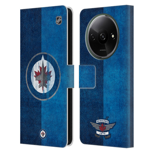 NHL Winnipeg Jets Half Distressed Leather Book Wallet Case Cover For Xiaomi Redmi A3