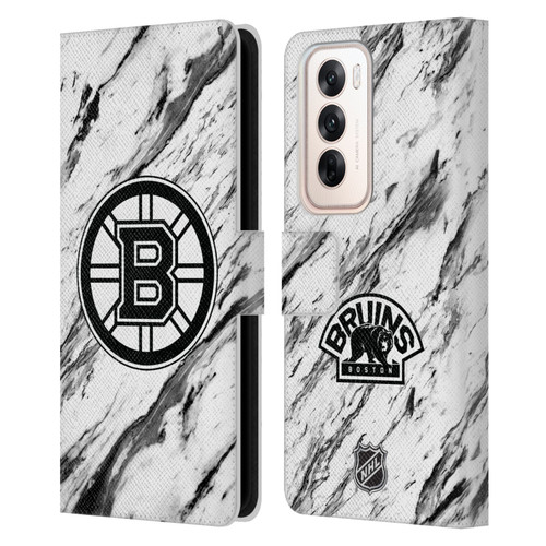NHL Boston Bruins Marble Leather Book Wallet Case Cover For OPPO Reno12 5G