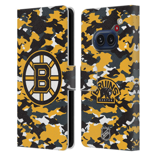 NHL Boston Bruins Camouflage Leather Book Wallet Case Cover For Nothing Phone (2a)