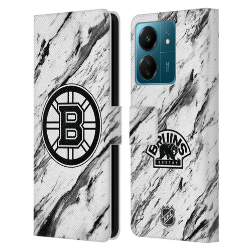 NHL Boston Bruins Marble Leather Book Wallet Case Cover For Xiaomi Redmi 13C 4G