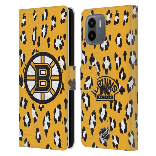 NHL Boston Bruins Leopard Patten Leather Book Wallet Case Cover For Xiaomi Redmi A2