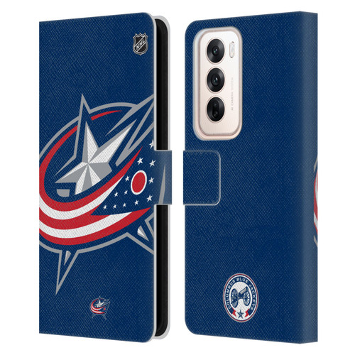 NHL Columbus Blue Jackets Oversized Leather Book Wallet Case Cover For OPPO Reno12 5G