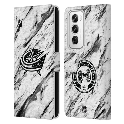 NHL Columbus Blue Jackets Marble Leather Book Wallet Case Cover For OPPO Reno12 Pro 5G