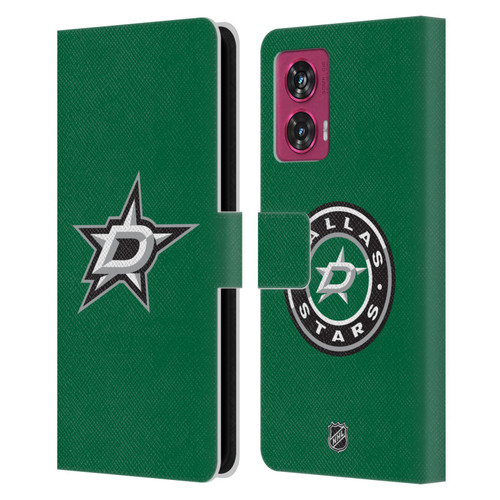 NHL Dallas Stars Plain Leather Book Wallet Case Cover For Motorola Edge 50 Fusion