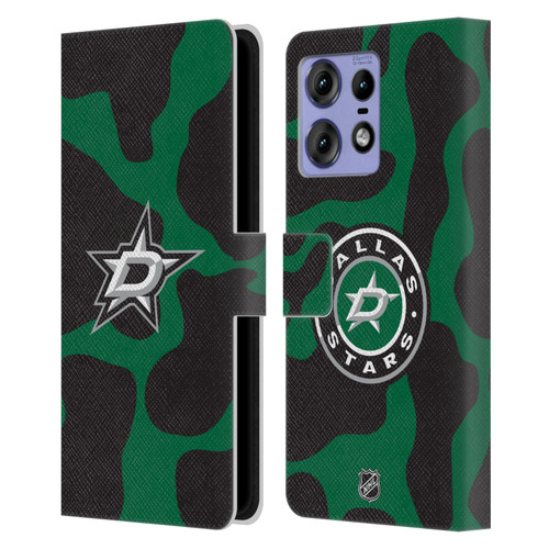 NHL Dallas Stars Cow Pattern Leather Book Wallet Case Cover For Motorola Edge 50 Pro