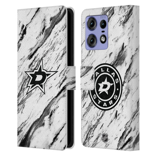 NHL Dallas Stars Marble Leather Book Wallet Case Cover For Motorola Edge 50 Pro