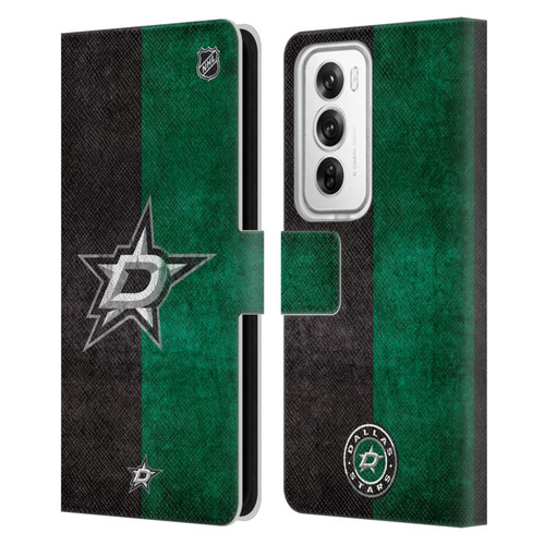 NHL Dallas Stars Half Distressed Leather Book Wallet Case Cover For OPPO Reno12 Pro 5G