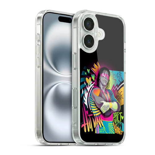 WWE Bret Hart Neon Art Soft Gel Case for Apple iPhone 16 & MagSafe