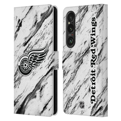 NHL Detroit Red Wings Marble Leather Book Wallet Case Cover For Sony Xperia 1 VI 5G