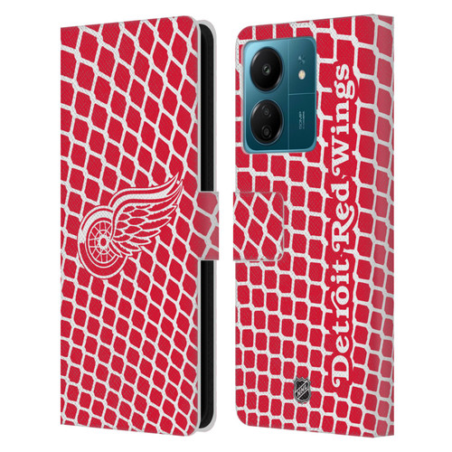 NHL Detroit Red Wings Net Pattern Leather Book Wallet Case Cover For Xiaomi Redmi 13C 4G