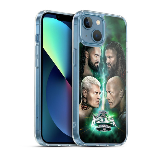 WWE Wrestlemania 40 Key Art Poster Soft Gel Case for Apple iPhone 13 Mini & MagSafe