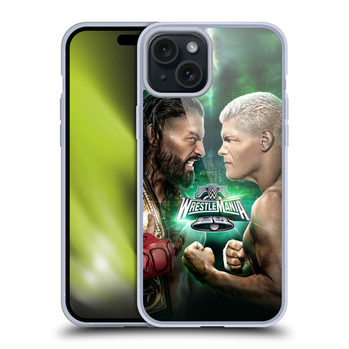 WWE Wrestlemania 40 Roman Vs Cody Soft Gel Case for Apple iPhone 15 Plus