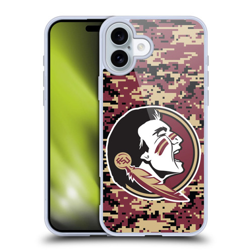 Florida State University FSU Florida State University Digital Camouflage Soft Gel Case for Apple iPhone 16 Plus
