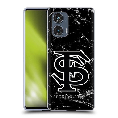 Florida State University FSU Florida State University Black And White Marble Soft Gel Case for Motorola Edge 50 Fusion