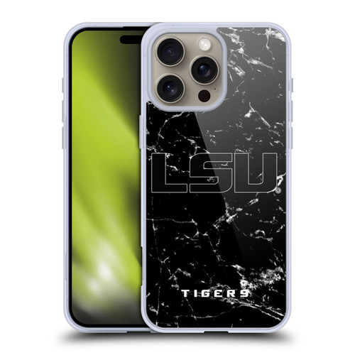 Louisiana State University LSU Louisiana State University Black And White Marble Soft Gel Case for Apple iPhone 16 Pro Max