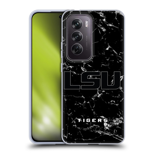 Louisiana State University LSU Louisiana State University Black And White Marble Soft Gel Case for OPPO Reno12 Pro 5G