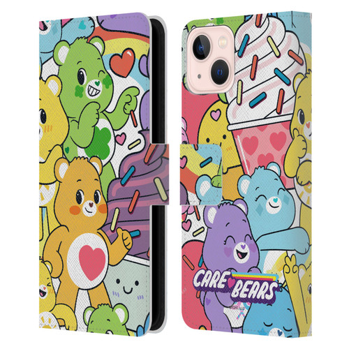 Care Bears Sweet And Savory Character Pattern Leather Book Wallet Case Cover For Apple iPhone 13