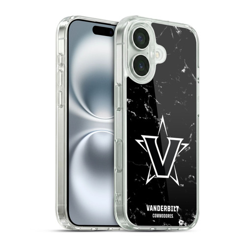 Vanderbilt University Vandy Vanderbilt University Black And White Marble Soft Gel Case for Apple iPhone 16 & MagSafe