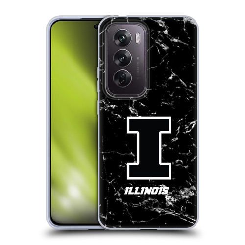University Of Illinois U Of I University Of Illinois Black And White Marble Soft Gel Case for OPPO Reno12 Pro 5G