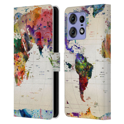 Mark Ashkenazi Pop Culture Map Of The World Leather Book Wallet Case Cover For Motorola Edge 50 Pro