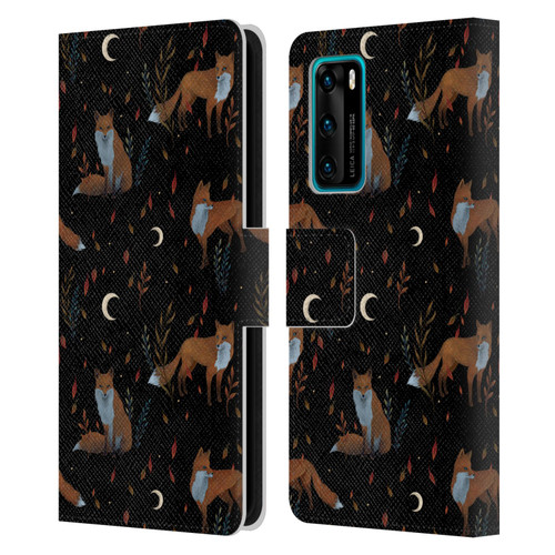 Episodic Drawing Art Foxes Pattern Leather Book Wallet Case Cover For Huawei P40 5G