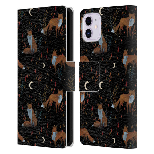 Episodic Drawing Art Foxes Pattern Leather Book Wallet Case Cover For Apple iPhone 11