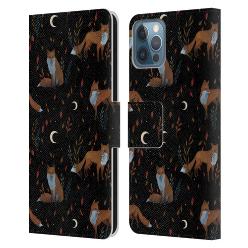 Episodic Drawing Art Foxes Pattern Leather Book Wallet Case Cover For Apple iPhone 12 / iPhone 12 Pro