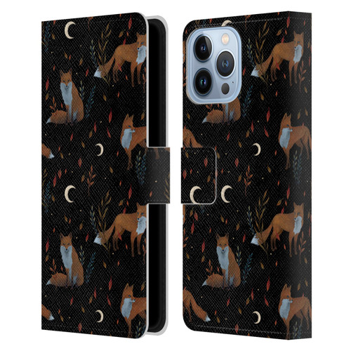 Episodic Drawing Art Foxes Pattern Leather Book Wallet Case Cover For Apple iPhone 13 Pro Max